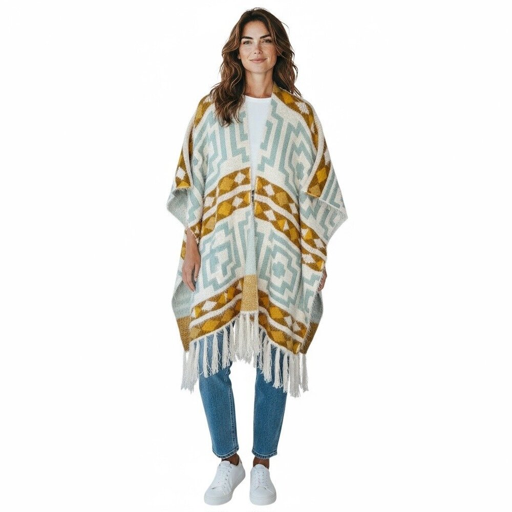 NWT Free People Aztec Patterned Kimono With Fringe, OS